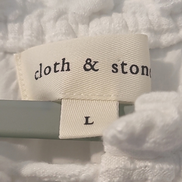 Anthropologie Cloth & Stone White Linen Cotton Blend Ruffle Hem Mini Dress Sz Sm - Picture 2 of 14